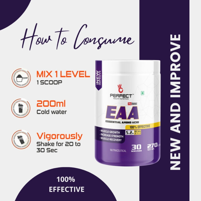 Perfect Health Nutrition EAA (Essential Amino Acids) BCAA for Intra-Workout/Post Workout 300grams - Image 4