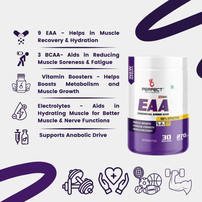 Perfect Health Nutrition EAA (Essential Amino Acids) BCAA for Intra-Workout/Post Workout 300grams - Image 3