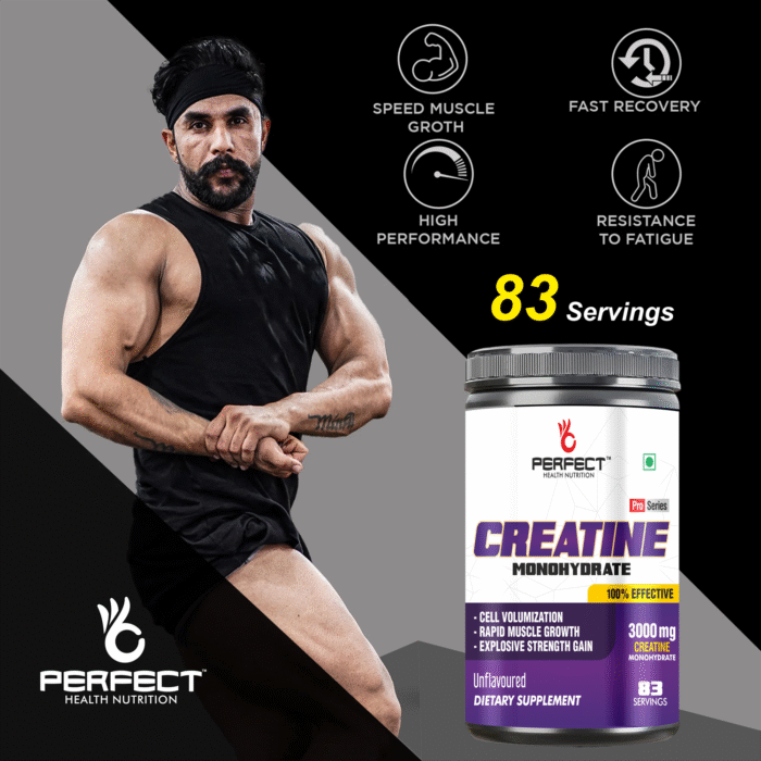 PERFECT HEALTH NUTRITION CREATINE MONOHYDRATE (UNFLAVOURED) 250GM  (83 Serving) - Image 5