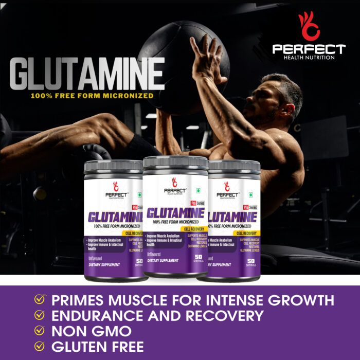 PERFECT HEALTH NUTRITION GLUTAMINE (UNFLAVOURED) (250 GM, 50 SERVING) - Image 7