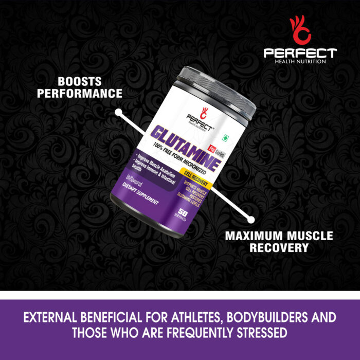 PERFECT HEALTH NUTRITION GLUTAMINE (UNFLAVOURED) (250 GM, 50 SERVING) - Image 8