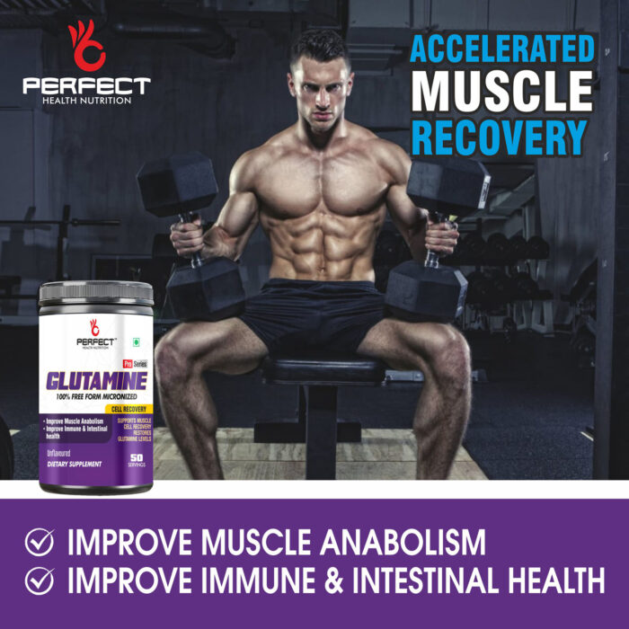 PERFECT HEALTH NUTRITION GLUTAMINE (UNFLAVOURED) (250 GM, 50 SERVING) - Image 6