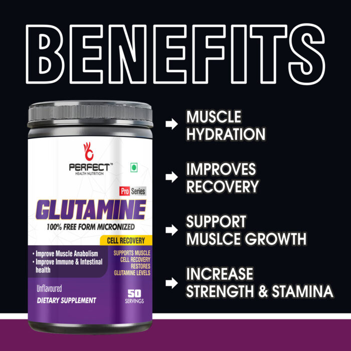 PERFECT HEALTH NUTRITION GLUTAMINE (UNFLAVOURED) (250 GM, 50 SERVING) - Image 3