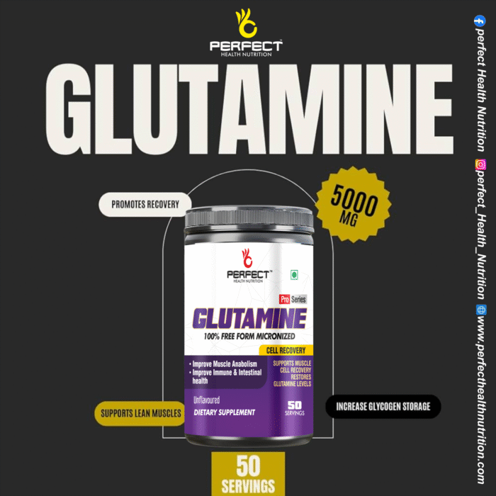 PERFECT HEALTH NUTRITION GLUTAMINE (UNFLAVOURED) (250 GM, 50 SERVING) - Image 4