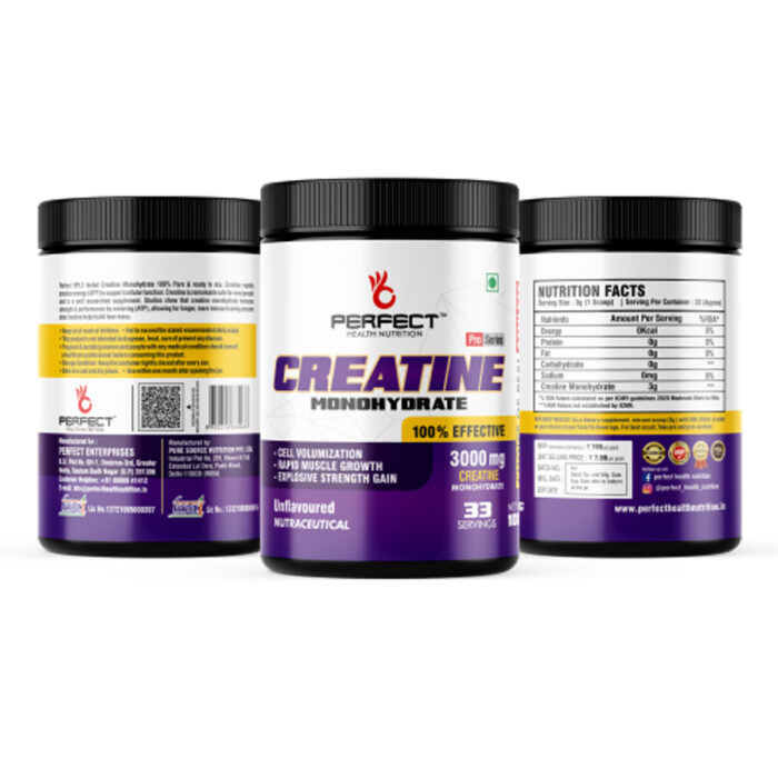 PERFECT HEALTH NUTRITION CREATINE MONOHYDRATE (UNFLAVOURED) 100GM  (33 Serving) - Image 4