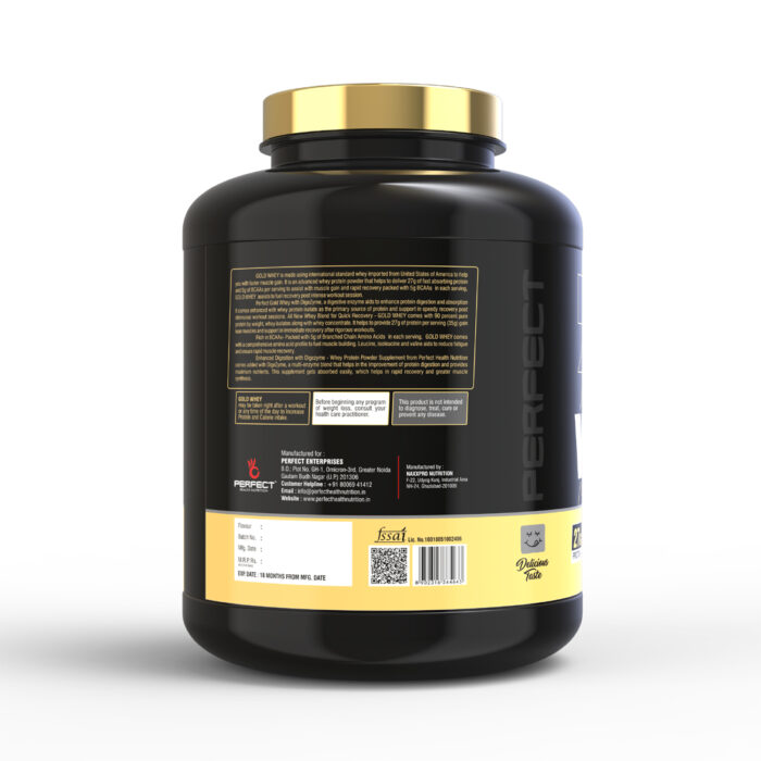 Perfect Health Nutrition GOLD WHEY (Whey Protein concentrate), 27g Protein per serving with Digestive Enzymes ( 2 kg / 4.4 lb, 57 Servings) - Image 4