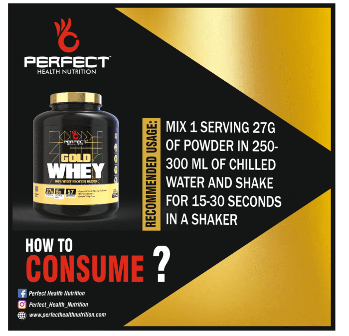 Perfect Health Nutrition GOLD WHEY (Whey Protein concentrate), 27g Protein per serving with Digestive Enzymes ( 2 kg / 4.4 lb, 57 Servings) - Image 6