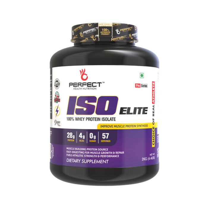 Perfect Health Nutrition ISO ELITE (Whey Protein Isolate), 28g Protein per serving with Digestive Enzymes (2 kg / 4.4 lb, 57 Servings)