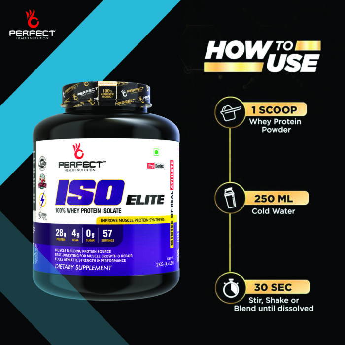 Perfect Health Nutrition ISO ELITE (Whey Protein Isolate), 28g Protein per serving with Digestive Enzymes (2 kg / 4.4 lb, 57 Servings) - Image 5