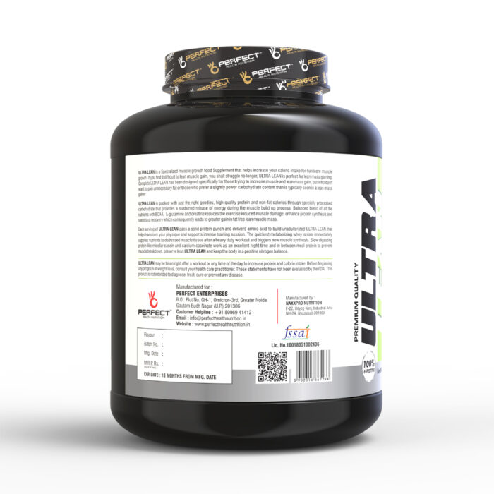 Perfect Health Nutrition Ultra Lean, Lean Muscle Mass Gainer with Digestive Enzymes (Chocolate , 2.5 kg / 5.5 lb) - Image 3