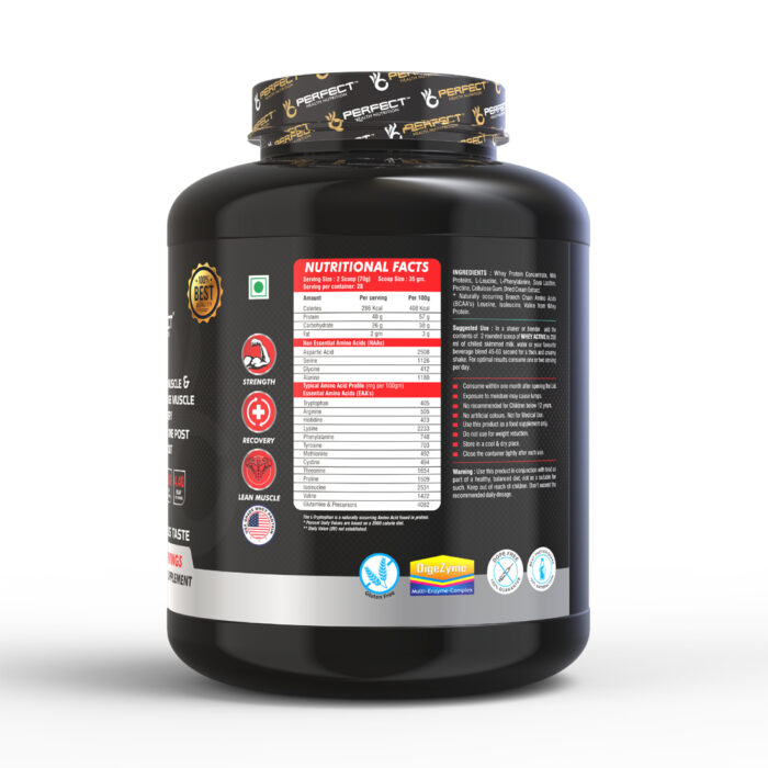 Perfect Health Nutrition Whey Active Protein Supplement Powder ( Chocolate , 2 Kg / 4.4 lbs) - Image 2